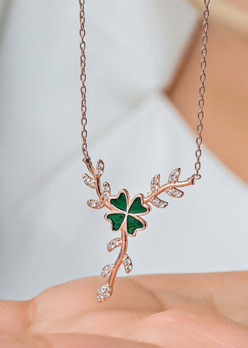 Lucky Charm Rose Gold Plated Silver Clover Necklace