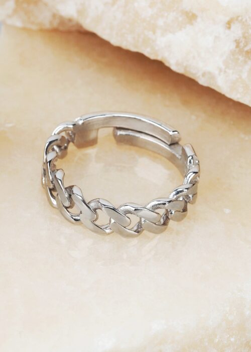 Curb Chain Ring in Solid Silver Dainty Jewelry