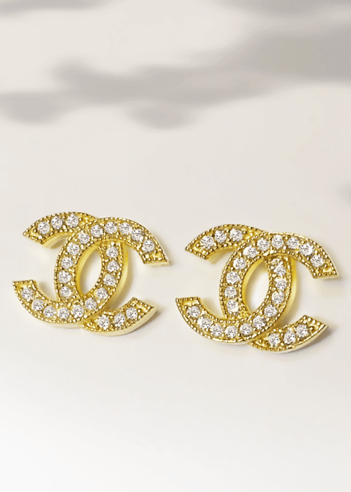 Classic CC Earrings Gold-Plated Silver Crystal Studs