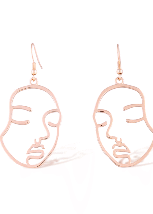 Abstract Face Dangle Earrings in Silver Exclusive Jewelry