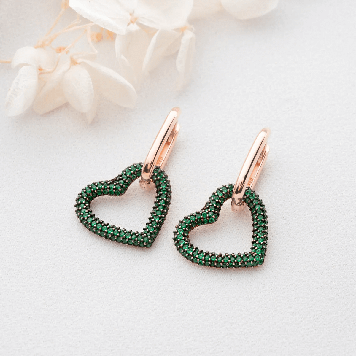 Huggie Earrings with Dangle Cluster Gemstone Charms - Image 10