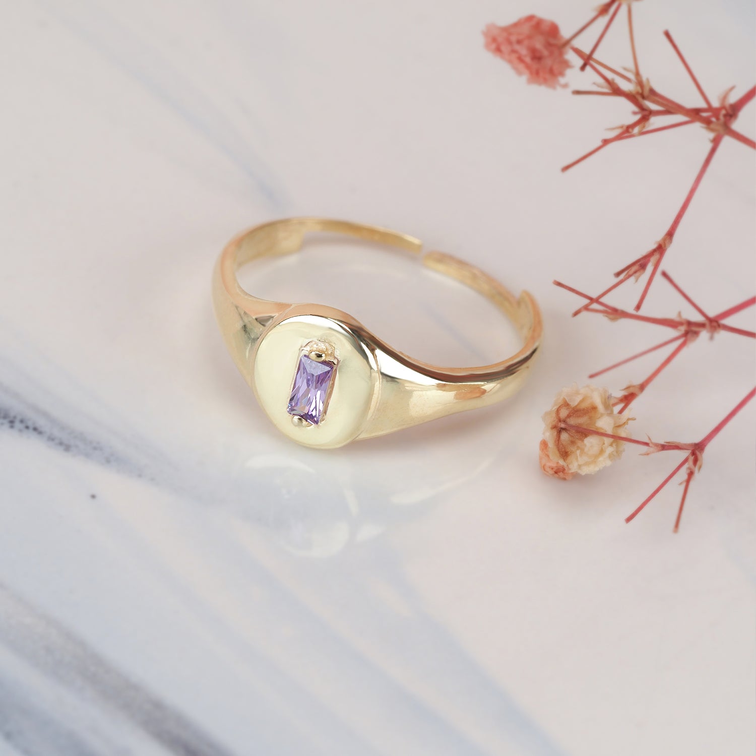 Women's Dainty Signet Wrap Ring with Birthstone - Image 5