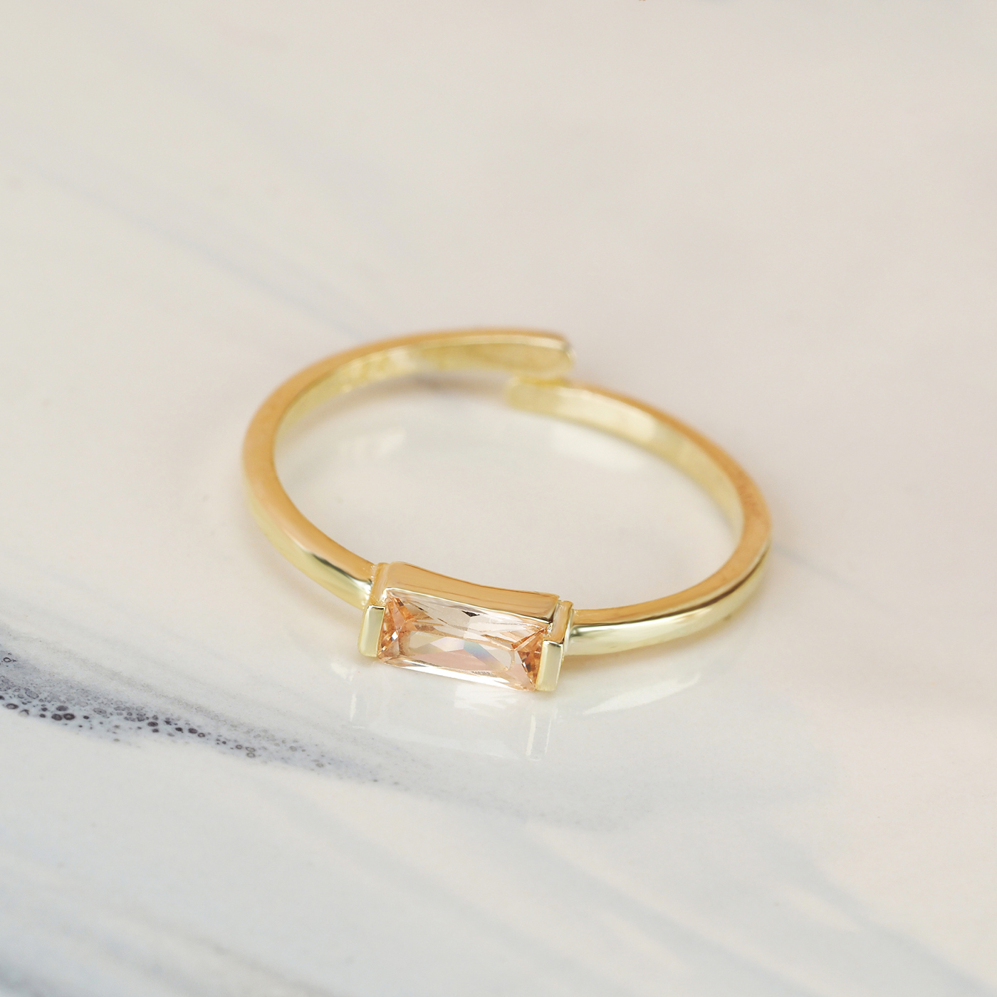 Stackable Ring with Gemstone in Genuine Sterling Silver